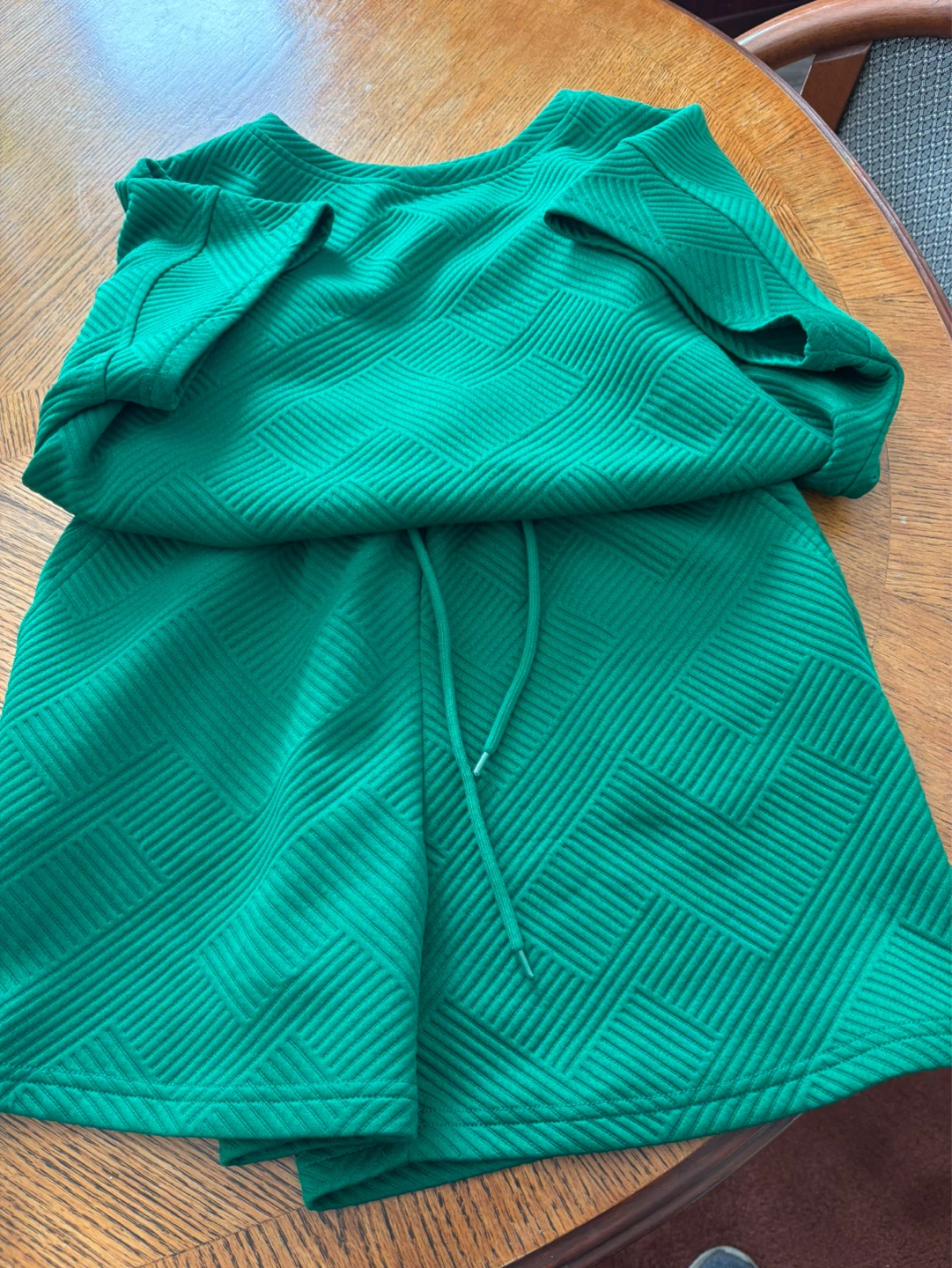 Green Textured Short Set
