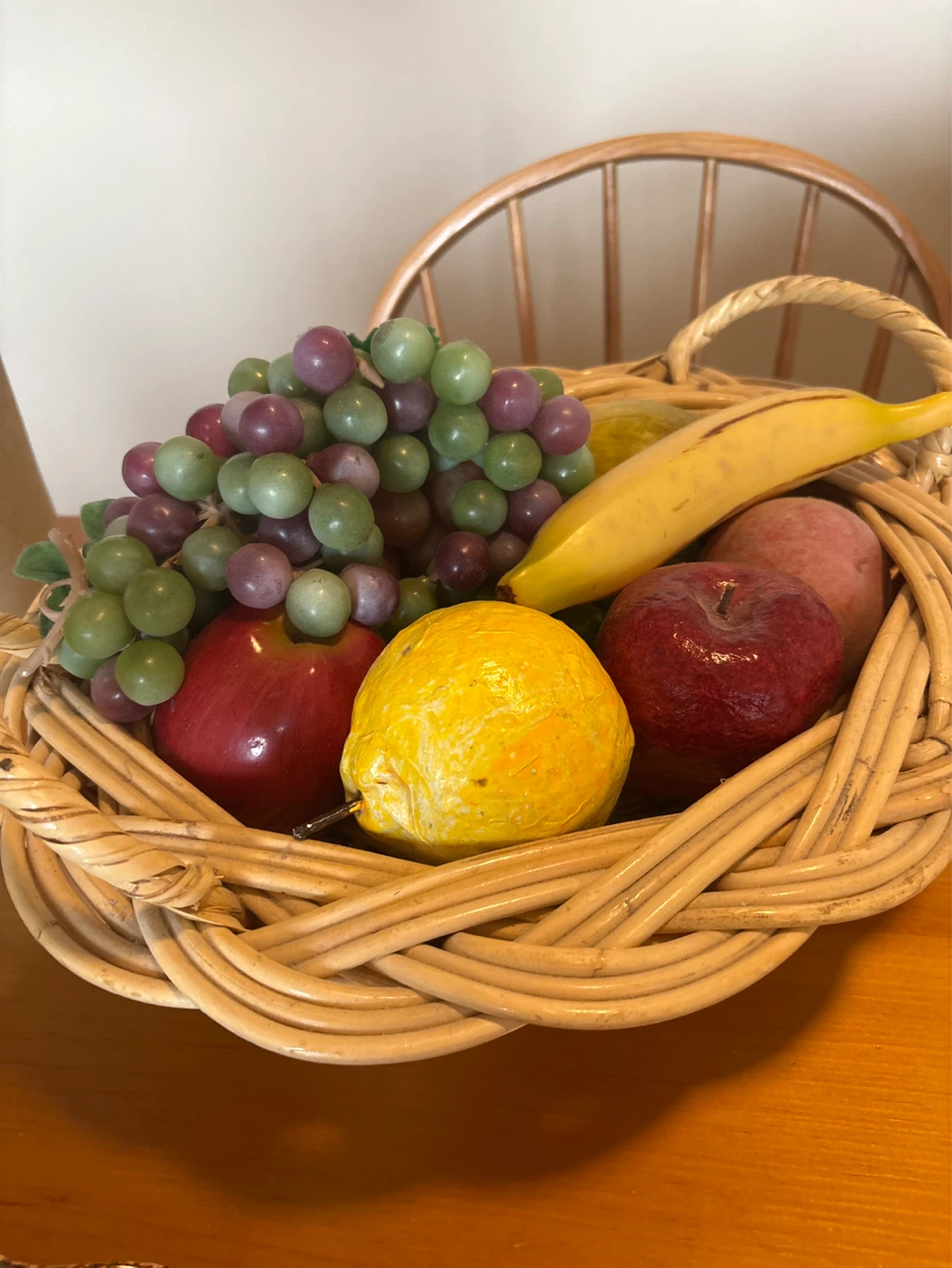 Decorative Faux Fruit Basket 15 Inches Long