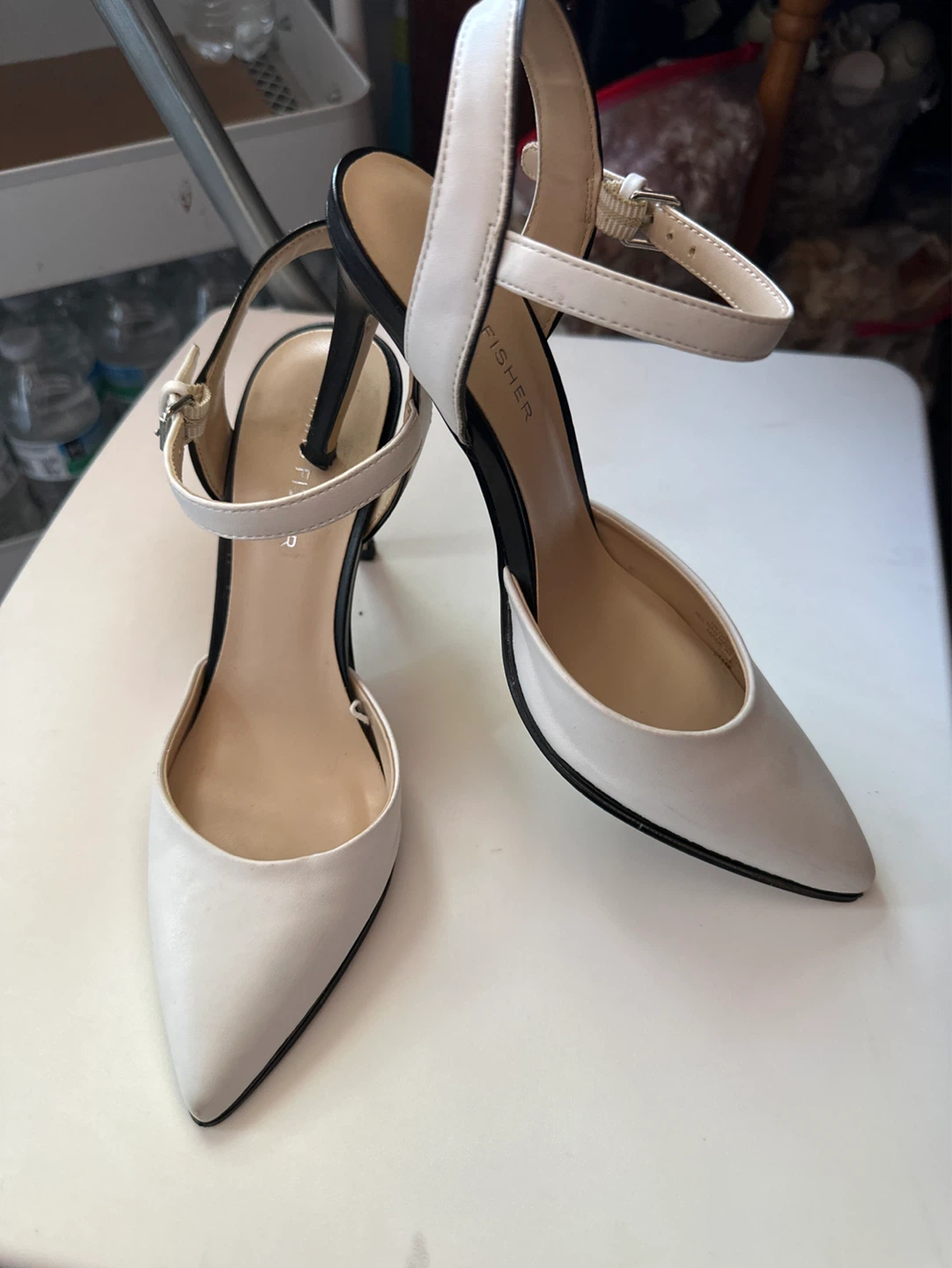 Marc Fisher Women's White Ankle Strap Heels