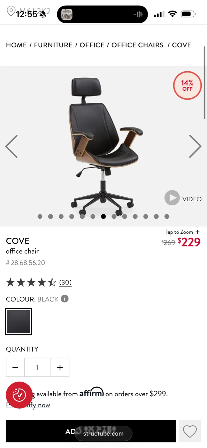 Structure Cove Leather Chair with Headrest - photo 3