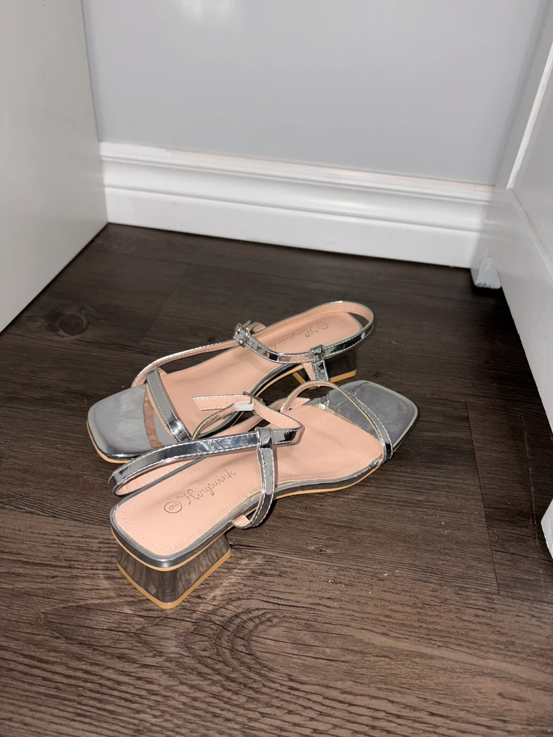 Hingswink Silver Block Heel Sandals - Size 6 - photo 2
