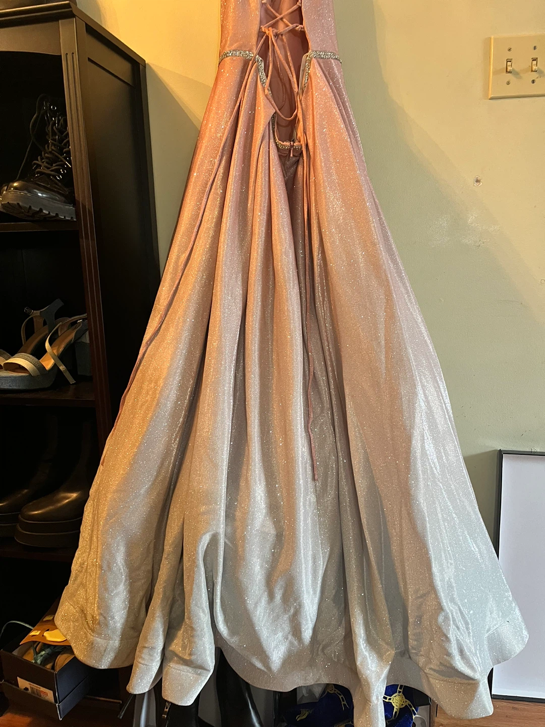 Sparkly Ombre Prom Dress - Pink/Silver - photo 4