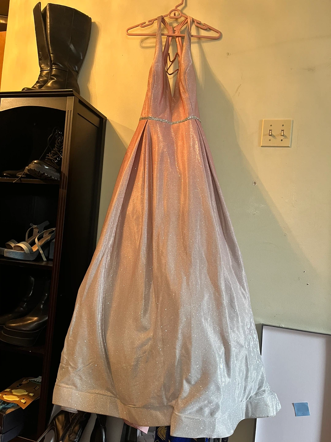 Sparkly Ombre Prom Dress - Pink/Silver - photo 5