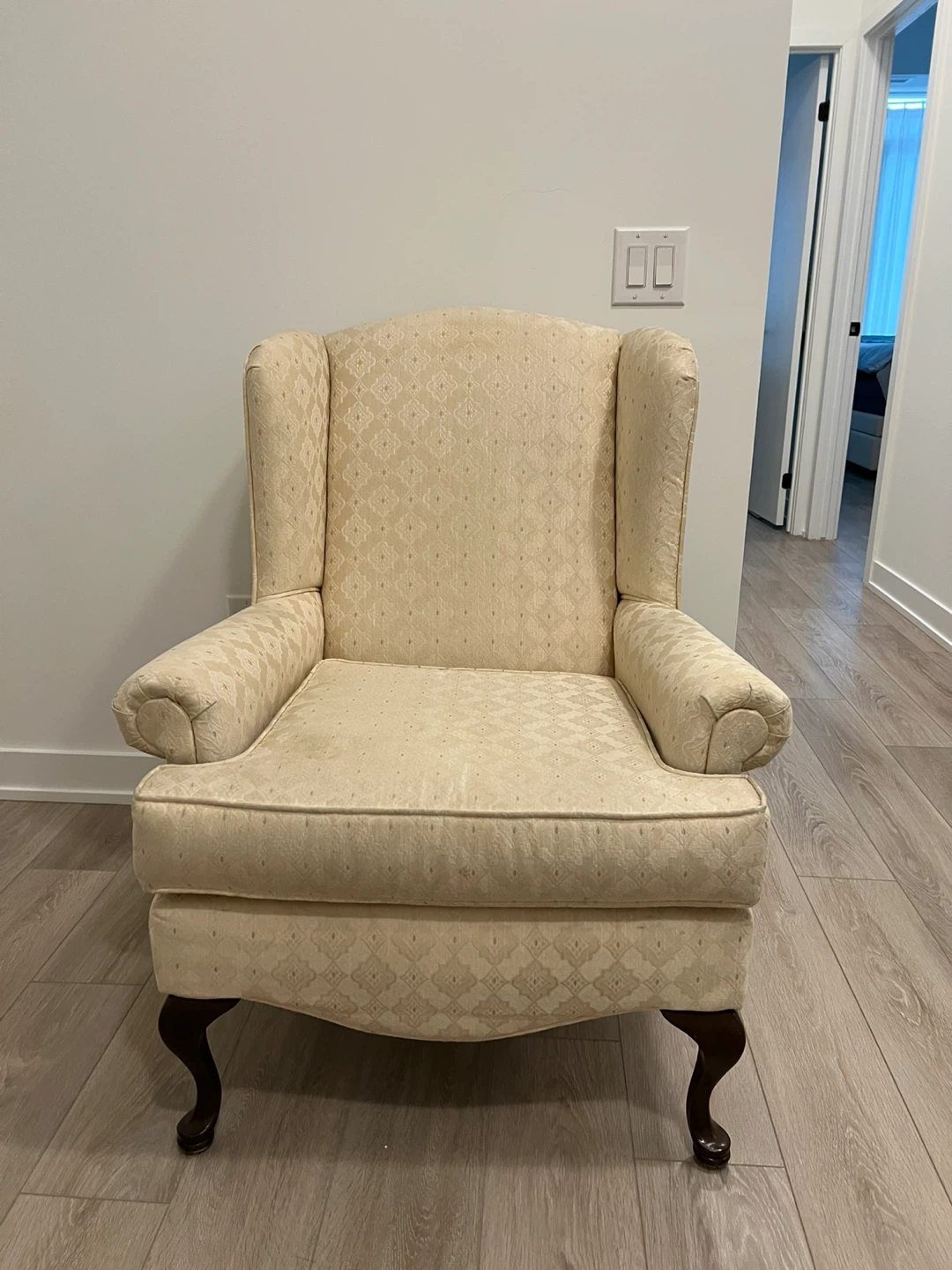 Cream Wingback Accent Chair