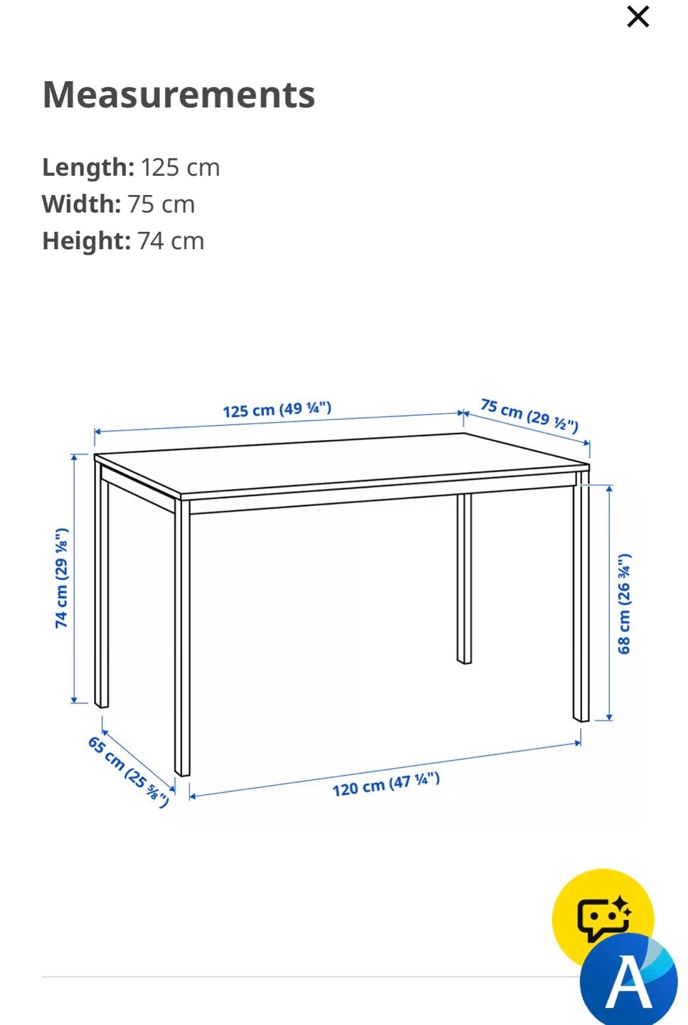 IKEA MELLTORP Table / desk- White, 125x75 cm