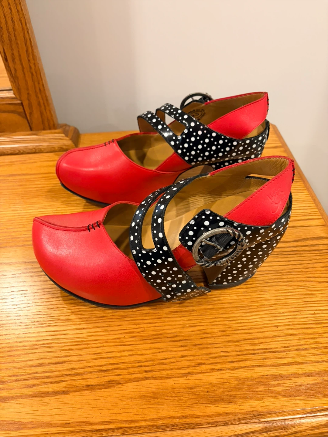 John Fluevog Polka Dot Heels Size 9.5