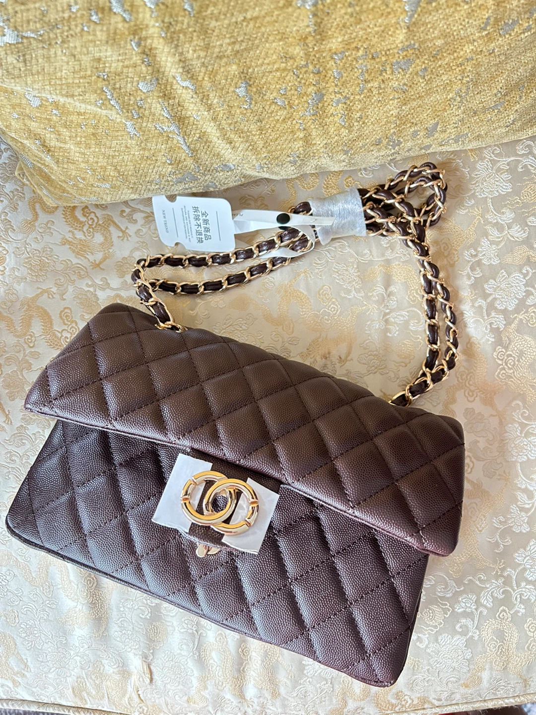 NEW- Chocolate  Flap Bag with Gold Chain - photo 2