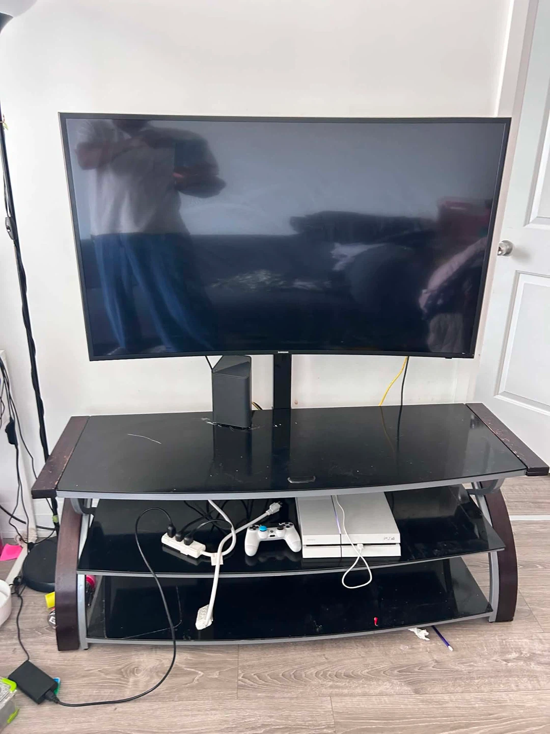 Glass TV Stand with mounting options