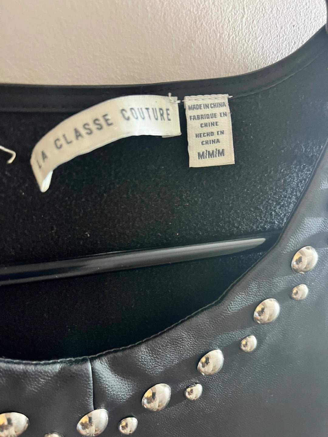 La Classe Couture Black Faux Leather Studded Dress M/M - photo 2