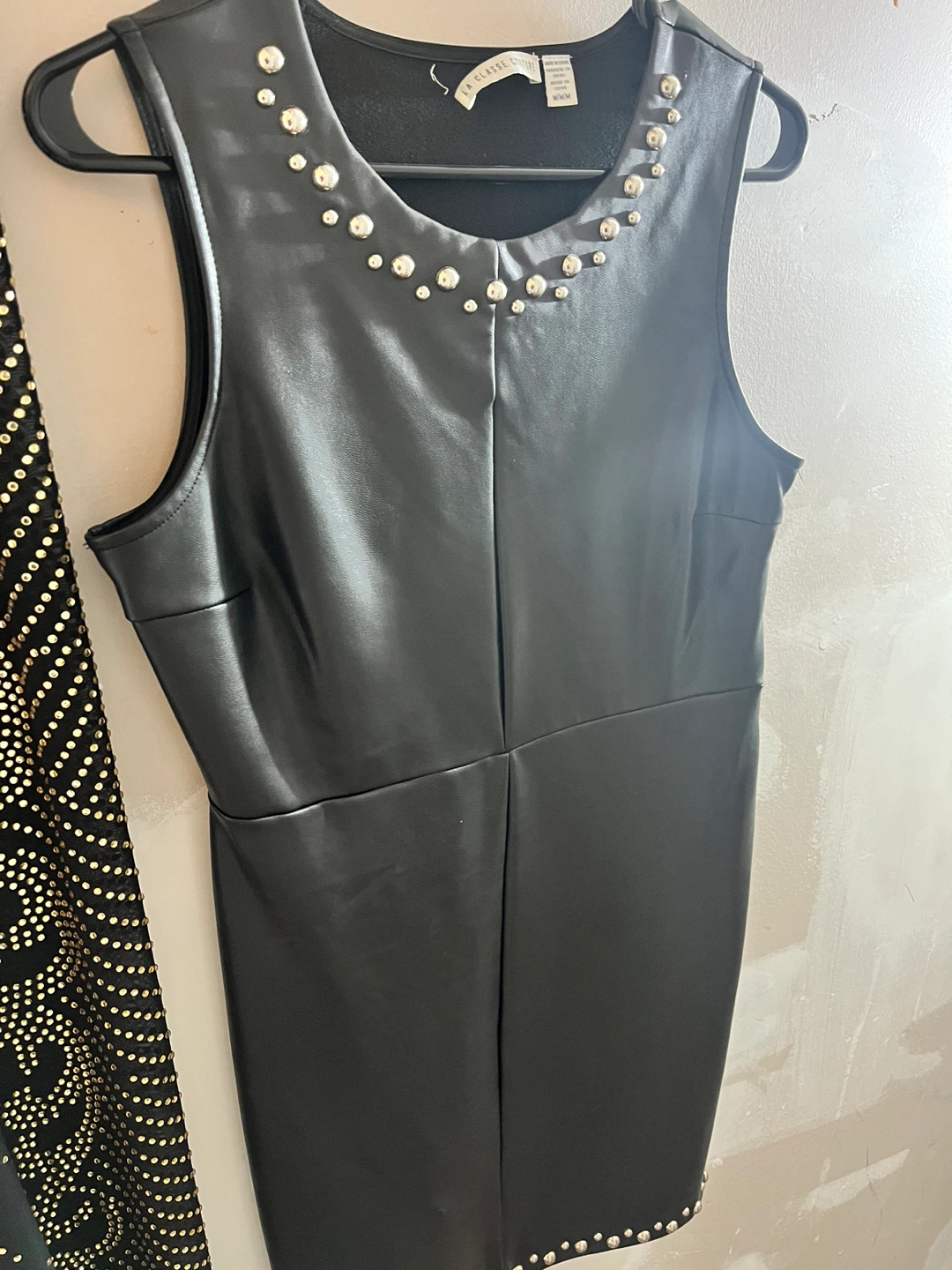 La Classe Couture Black Faux Leather Studded Dress M/M - photo 5