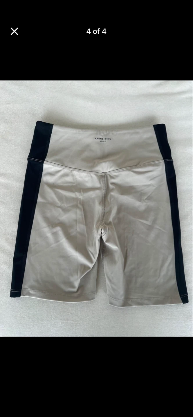 Anine Bing Sport High-Waisted Biker Shorts Tan/Black - photo 4