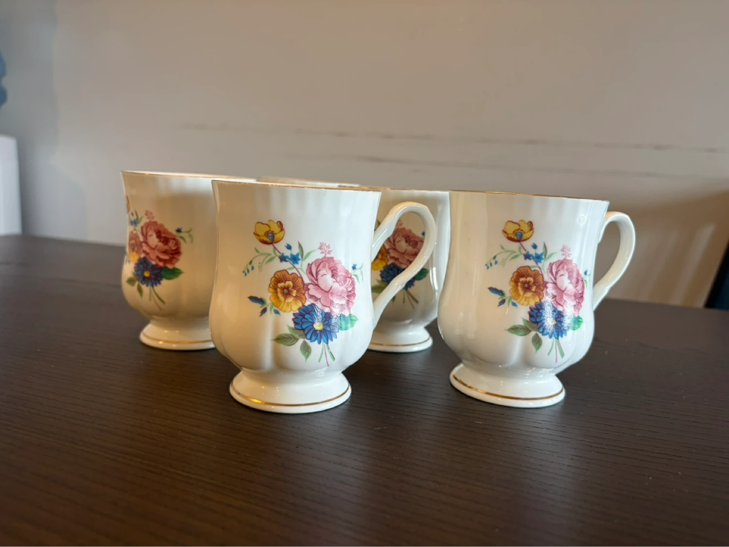 Crown Ceramics Fine Bone China Floral Mugs (Set of 5)