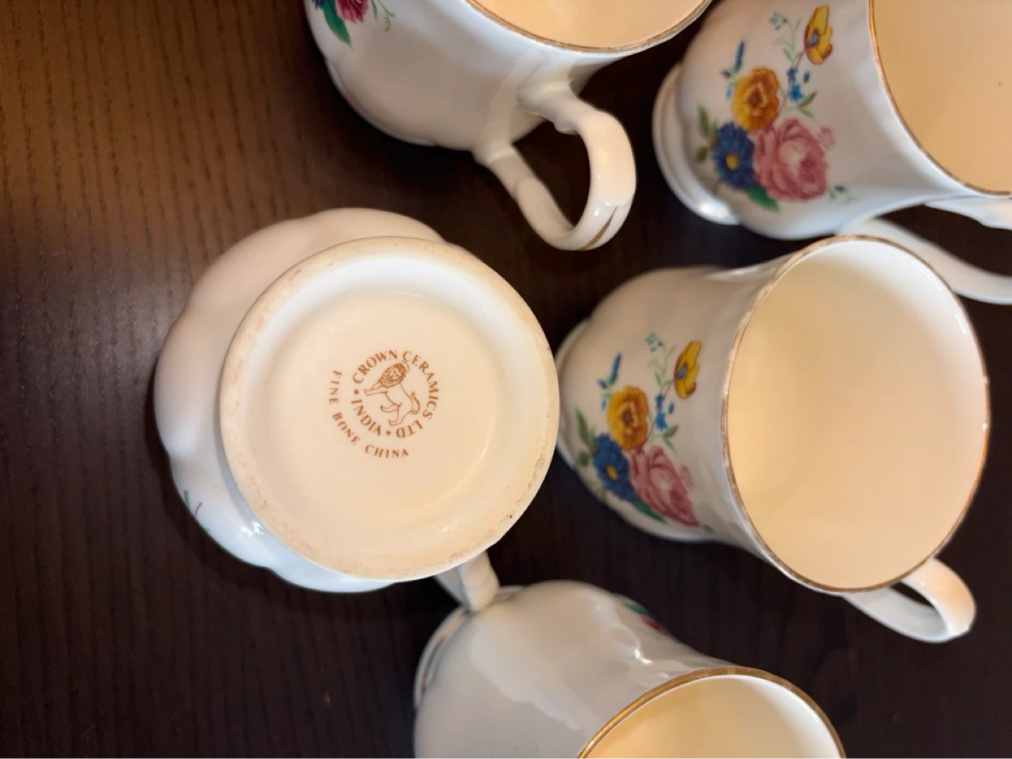Crown Ceramics Fine Bone China Floral Mugs (Set of 5) - photo 5
