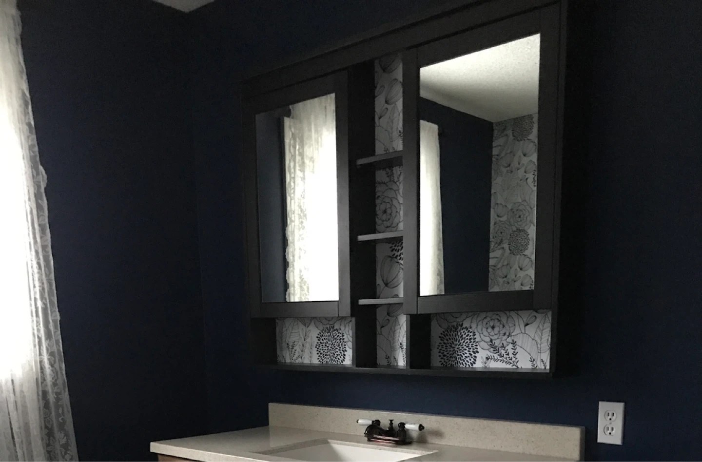 Black IKEA Medicine Cabinet with Double Sided Mirrored Doors