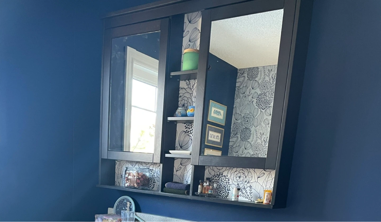 Black IKEA Medicine Cabinet with Double Sided Mirrored Doors - photo 4