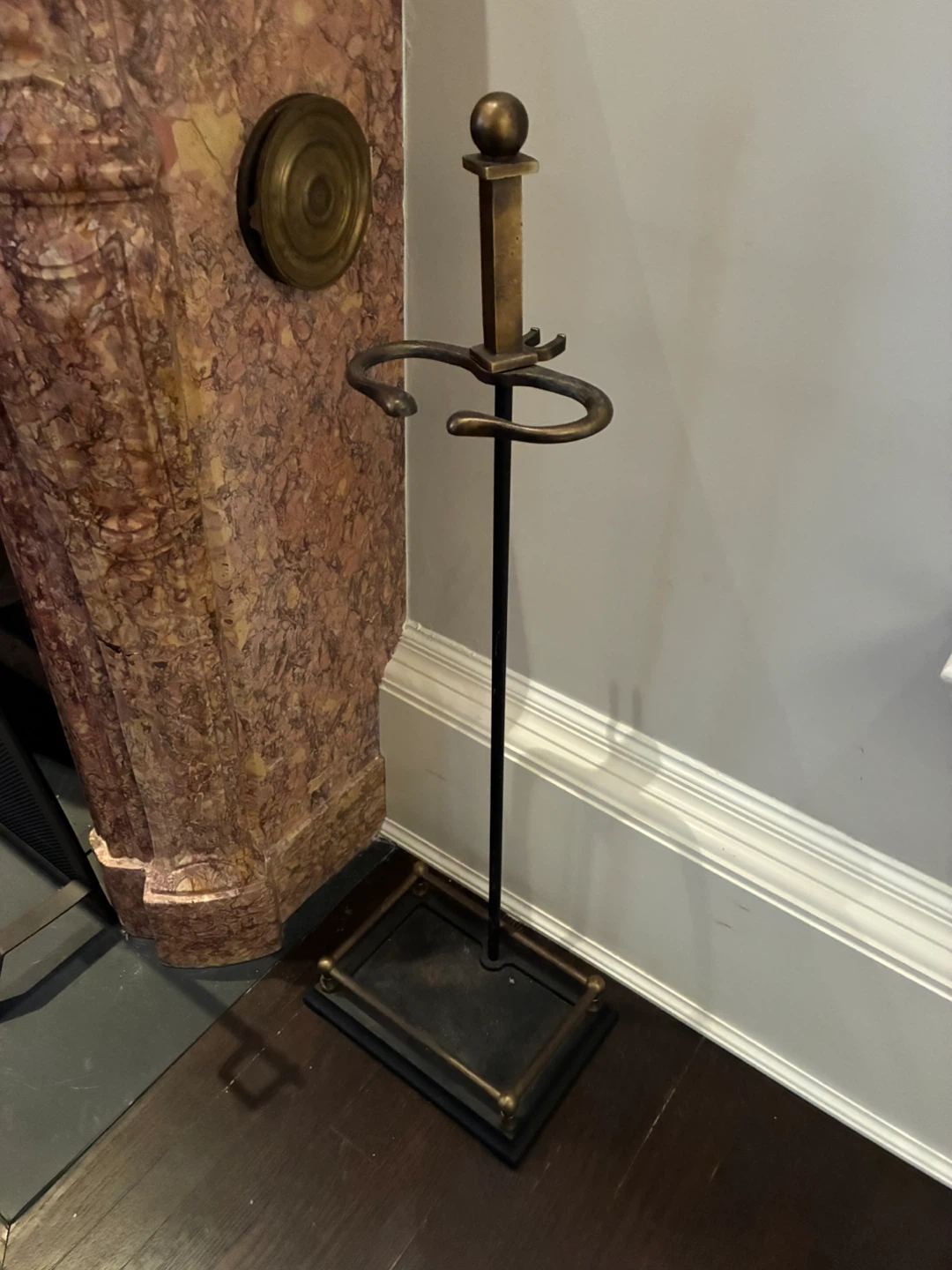 Brass and Black Fireplace Tool Set with Stand - photo 2