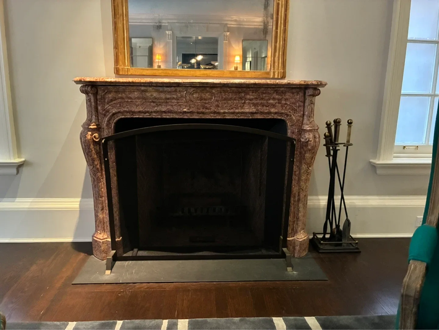 Brass and Black Fireplace Tool Set with Stand - photo 3