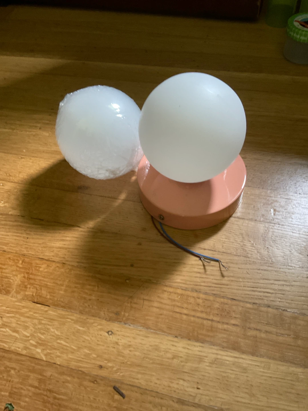 Pink Light Fixture with Globe Shade