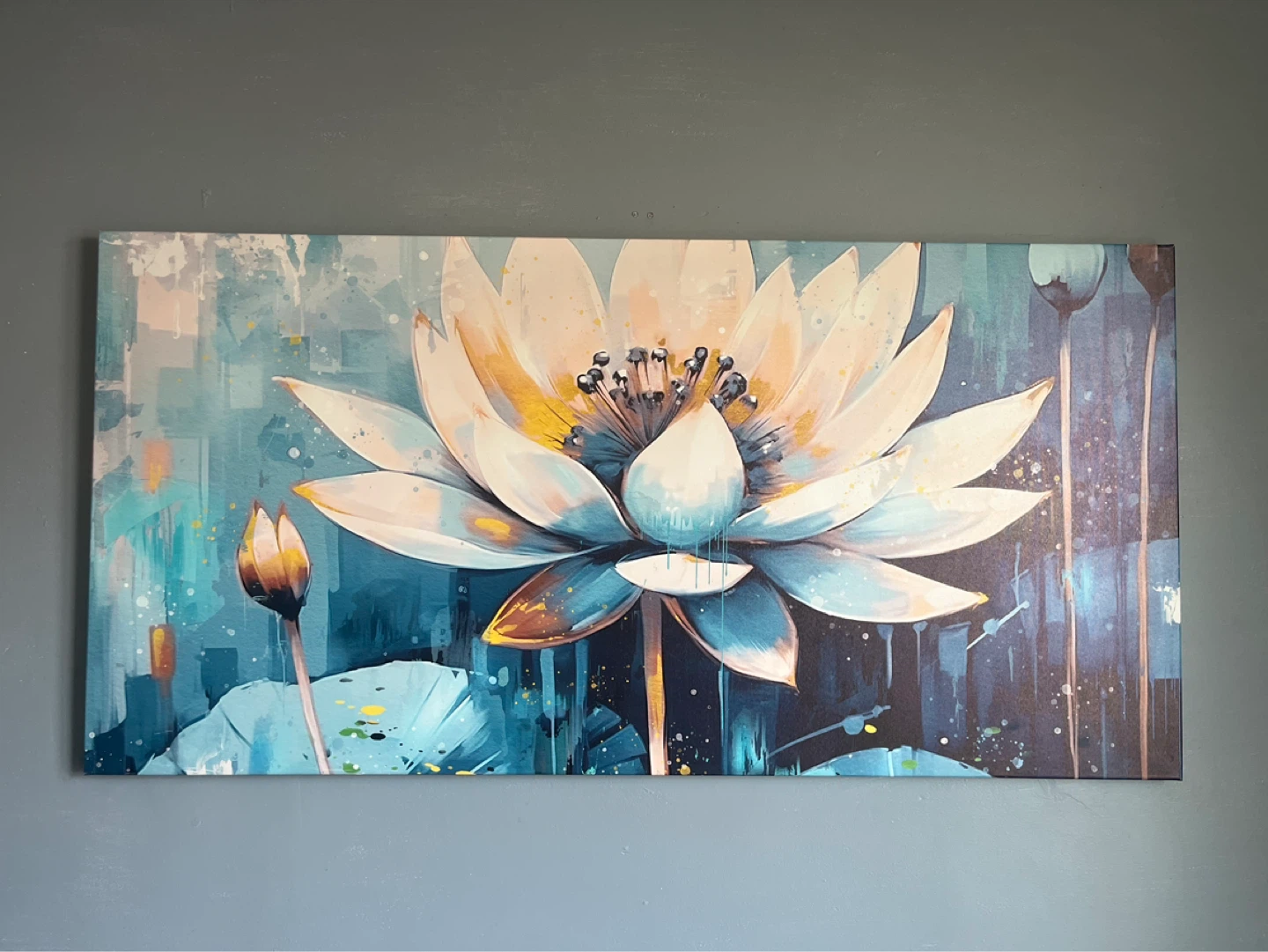 Large Lotus Flower Canvas Wall Art