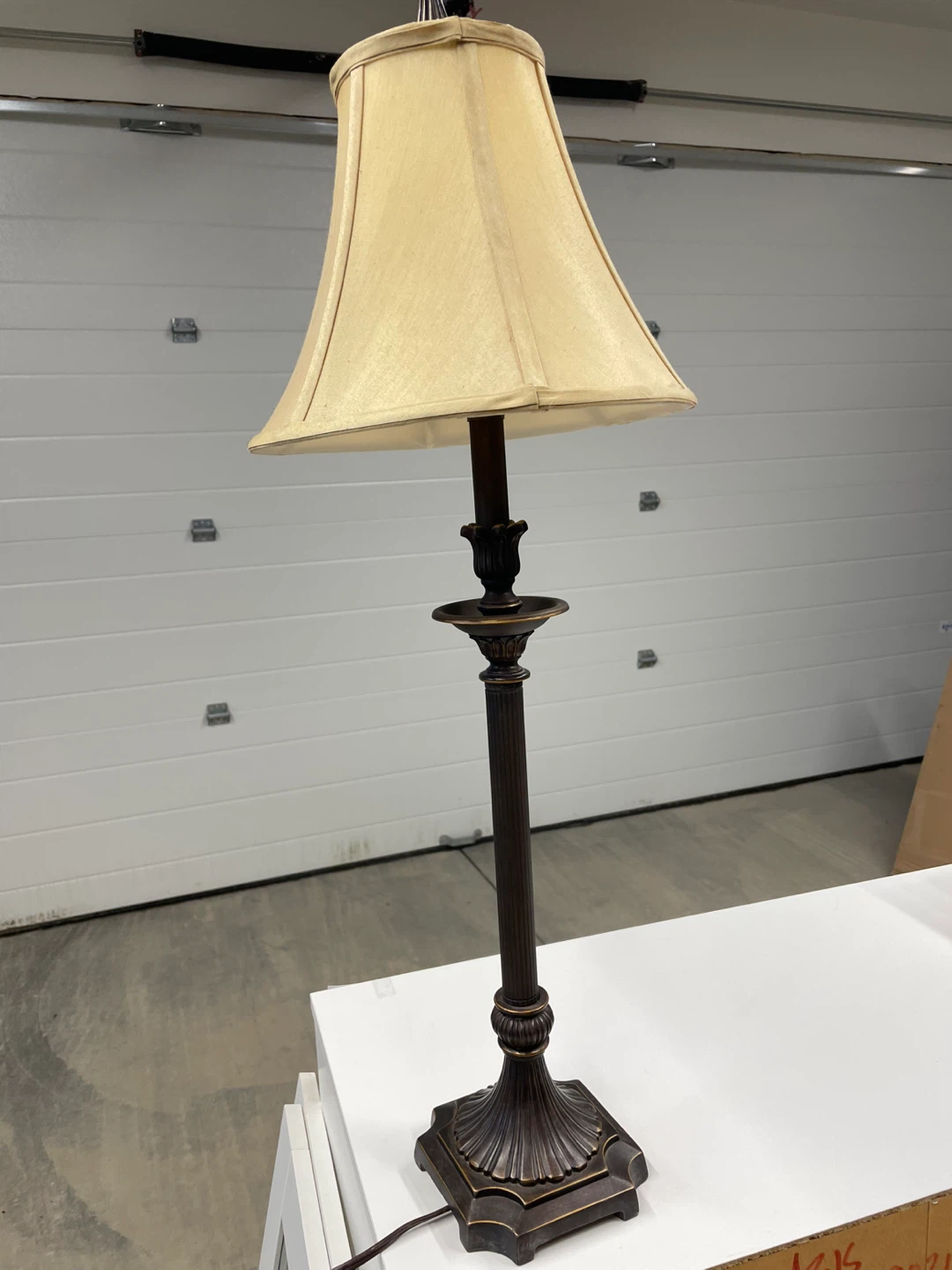 Two Traditional Table Lamps with Beige Shade