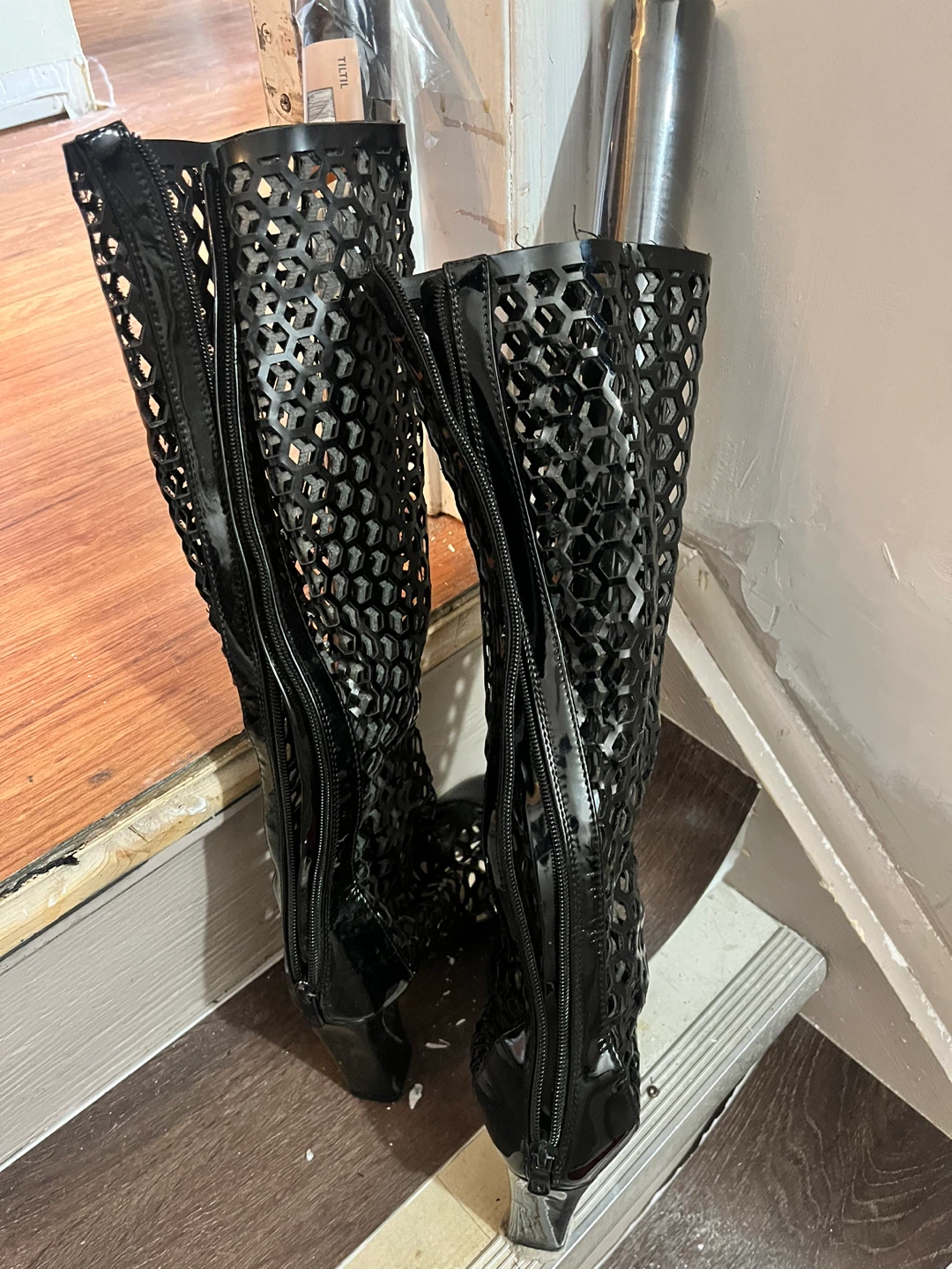 Black Cutout Stiletto Boots - Size 7 - photo 2