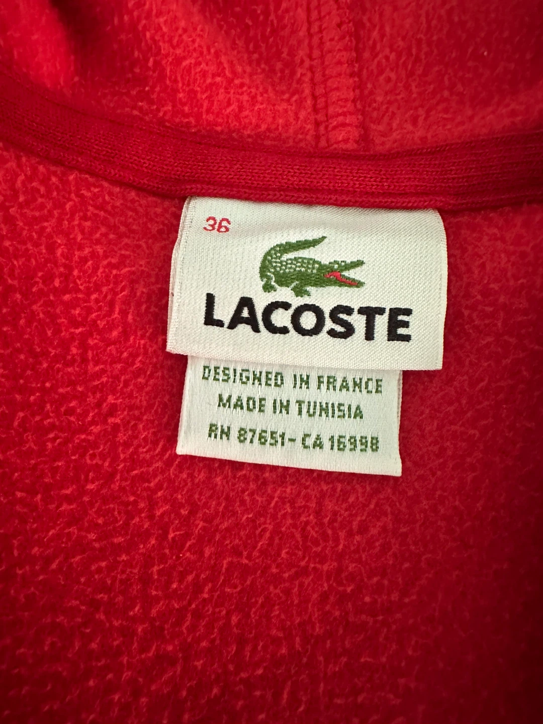 Lacoste Red Fleece Hoodie Jacket - photo 2