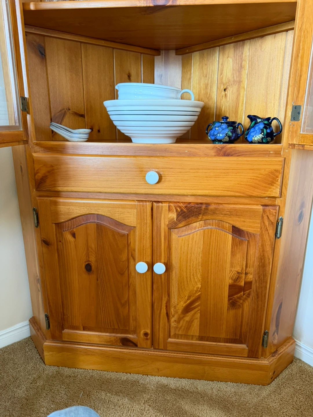 Solid Pine Corner Cabinet with Glass Doors - photo 3