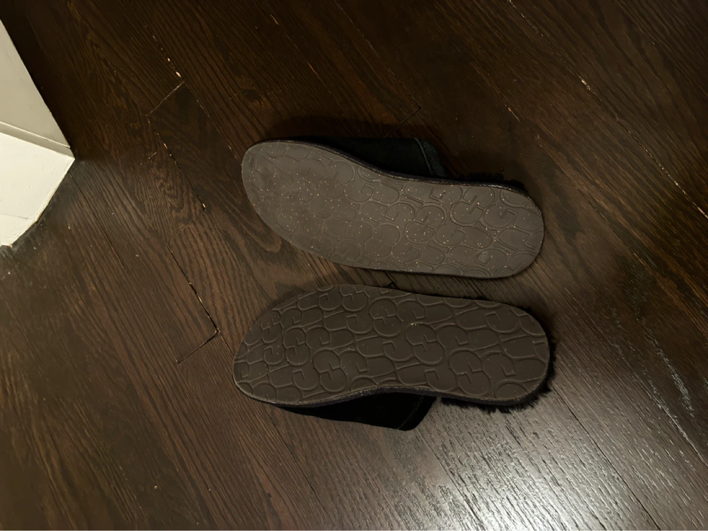 UGG Black Suede Furry Slippers