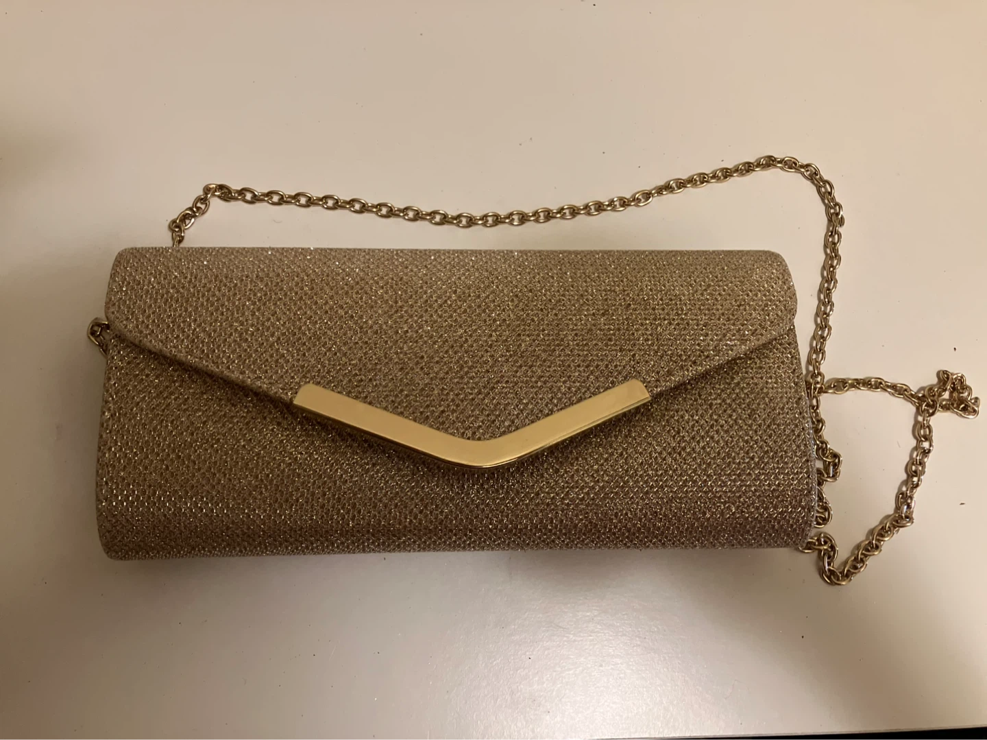 Glitter Clutch Evening Bag with Chain