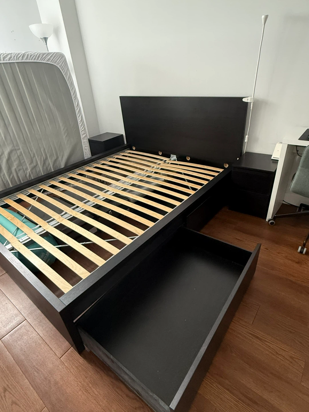 IKEA MALM Queen High Bed Frame with 2 Storage Boxes - Dark Brown - photo 3