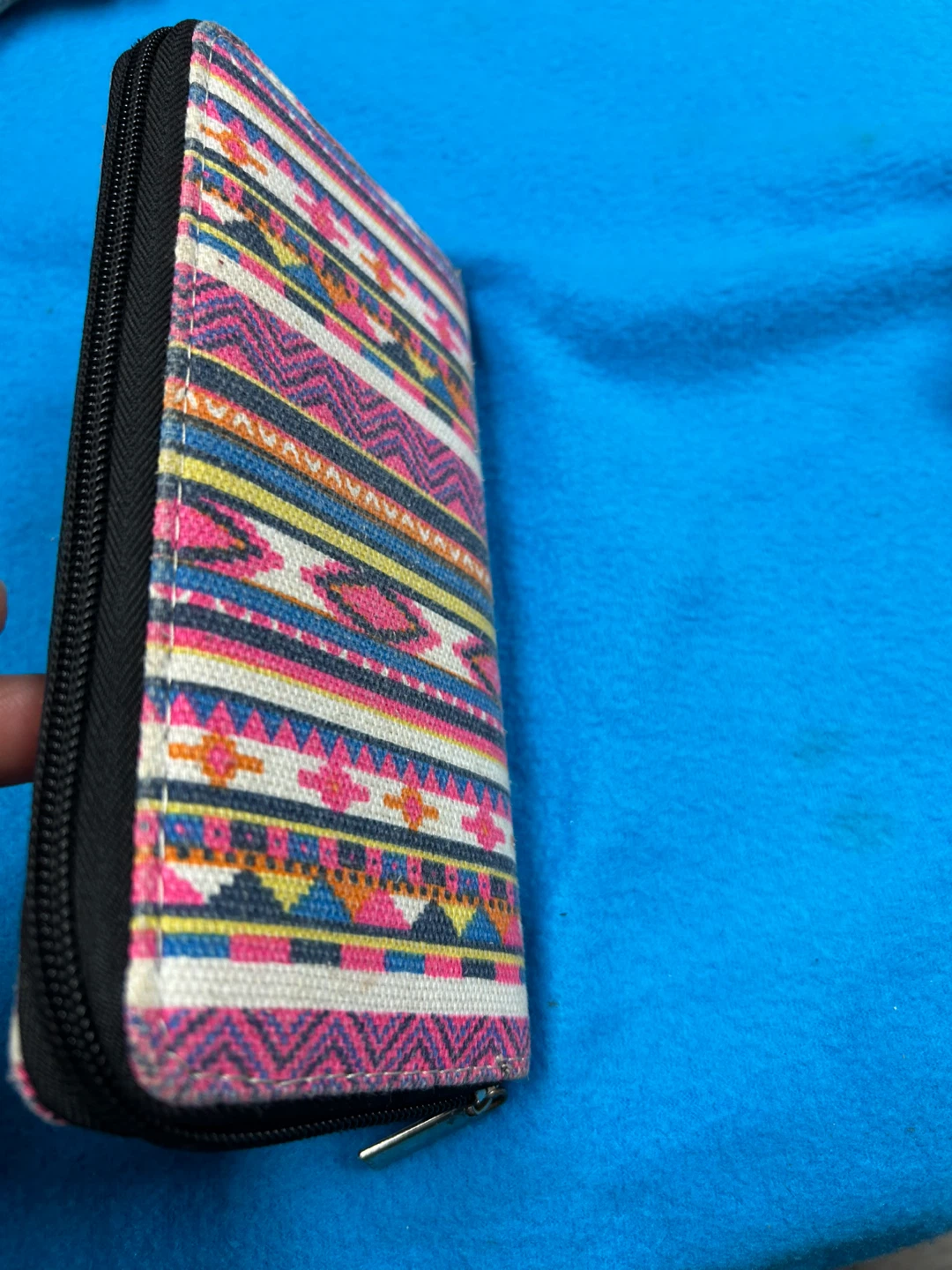 Zippered Wallet with Geometric Pattern - photo 2