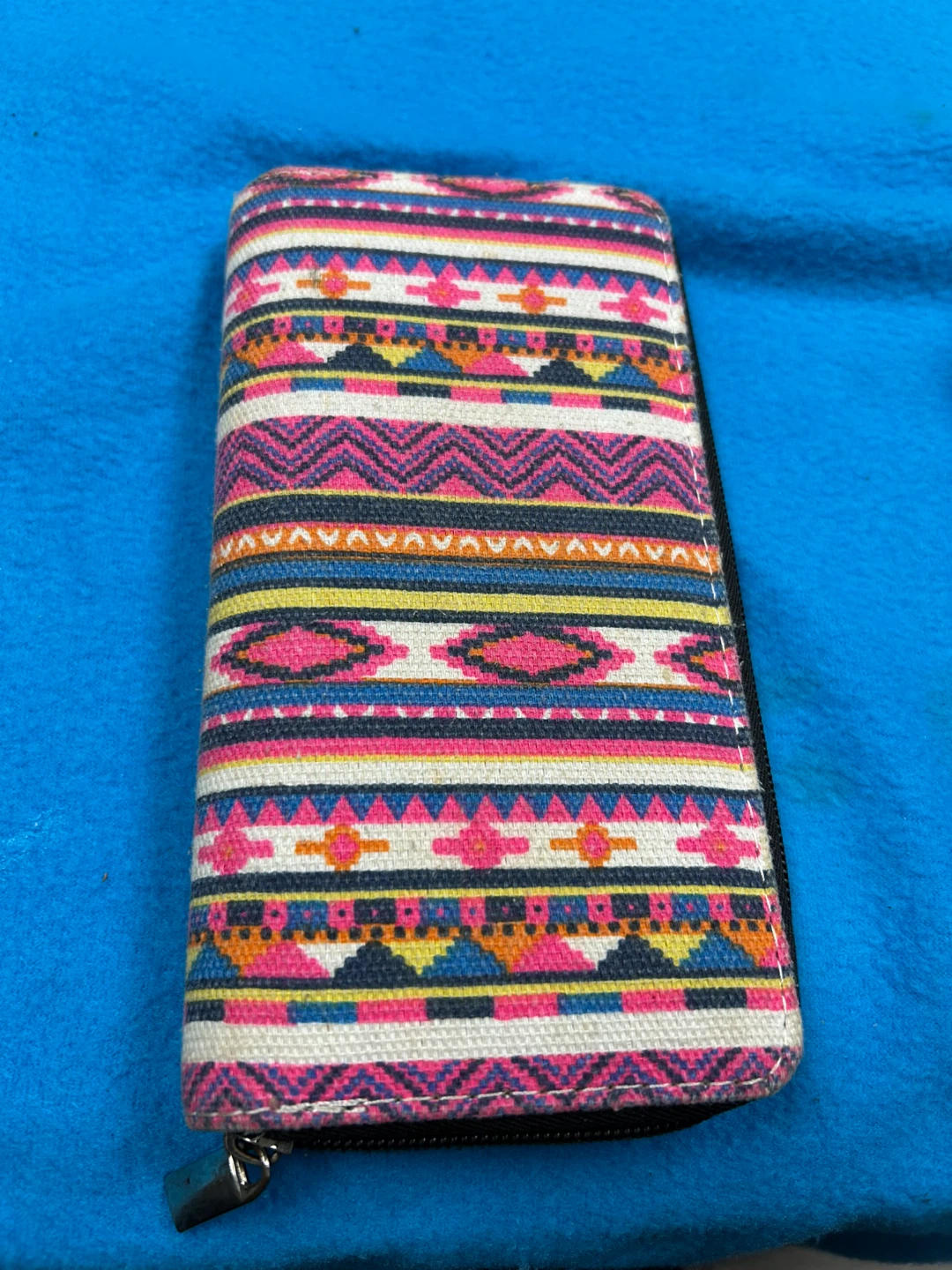 Zippered Wallet with Geometric Pattern - photo 3