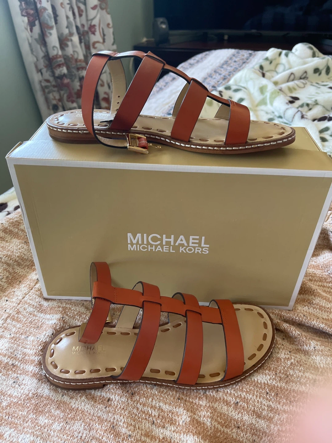 Michael Kors Women's Brown Leather Gladiator Sandals Size 6.5M