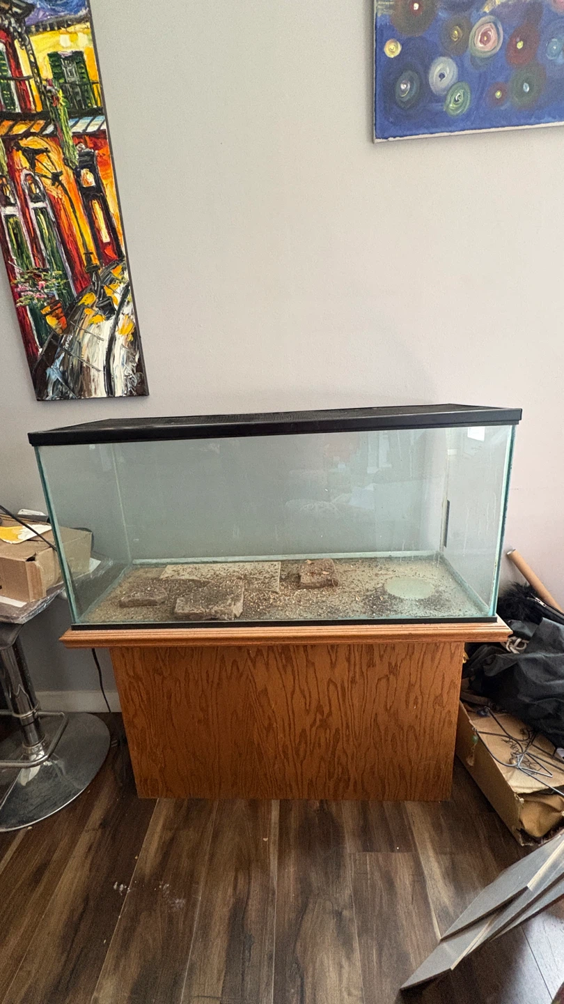 Large Glass Tank with Wooden Stand