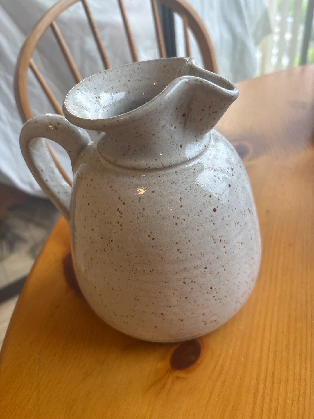 Handmade Portuguese Speckled Pottery Pitcher 7 Inches High