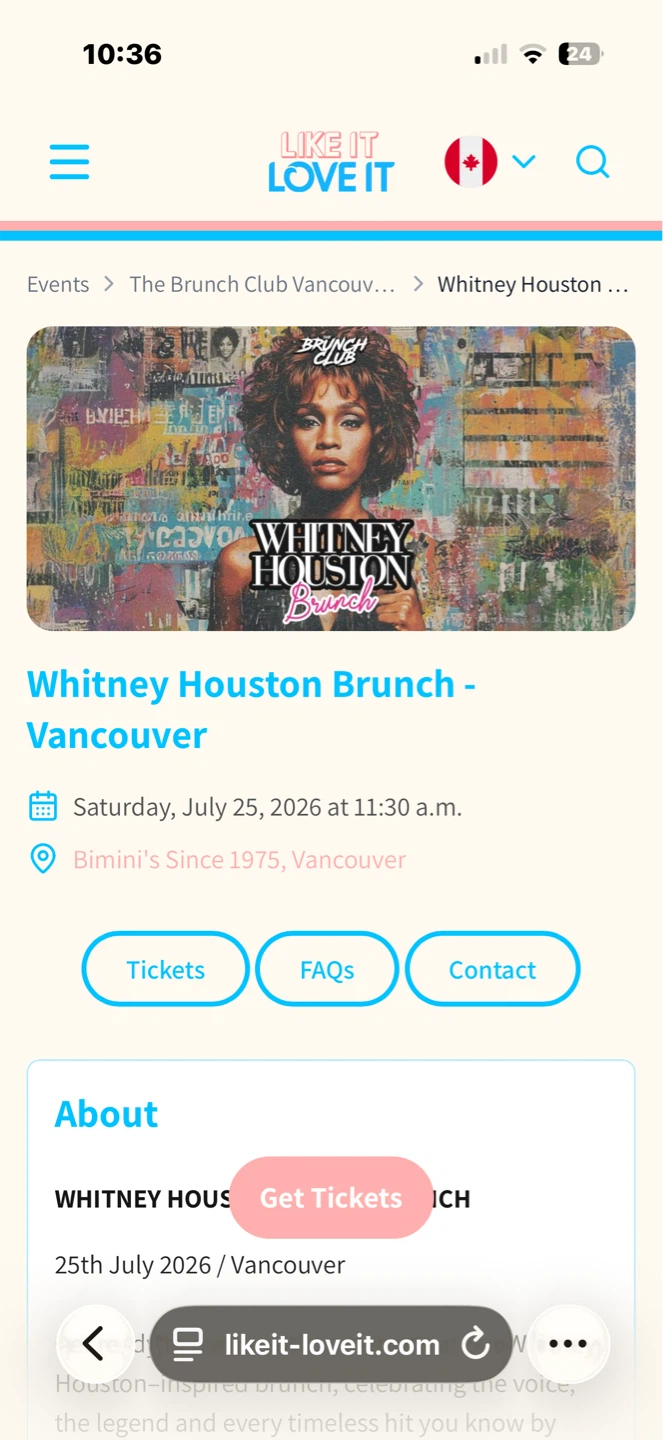 Whitney Houston Brunch - Vancouver Ticket
