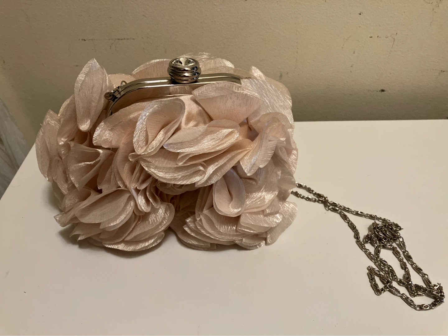 Women's Clutch Handbag with Flower Embellishment