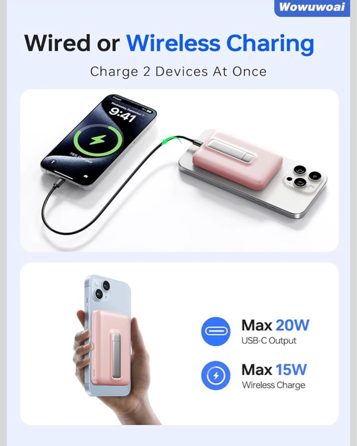 Pink MagSafe Power Bank with Foldable Stand 10000mAh - photo 4