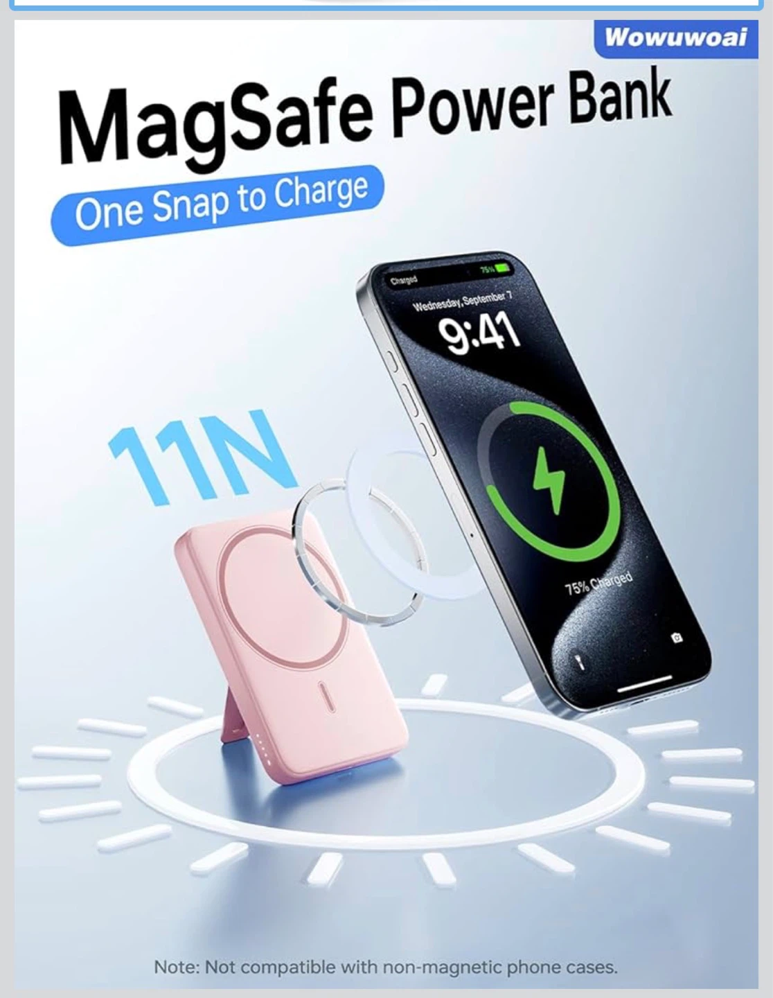 Pink MagSafe Power Bank with Foldable Stand 10000mAh - photo 3