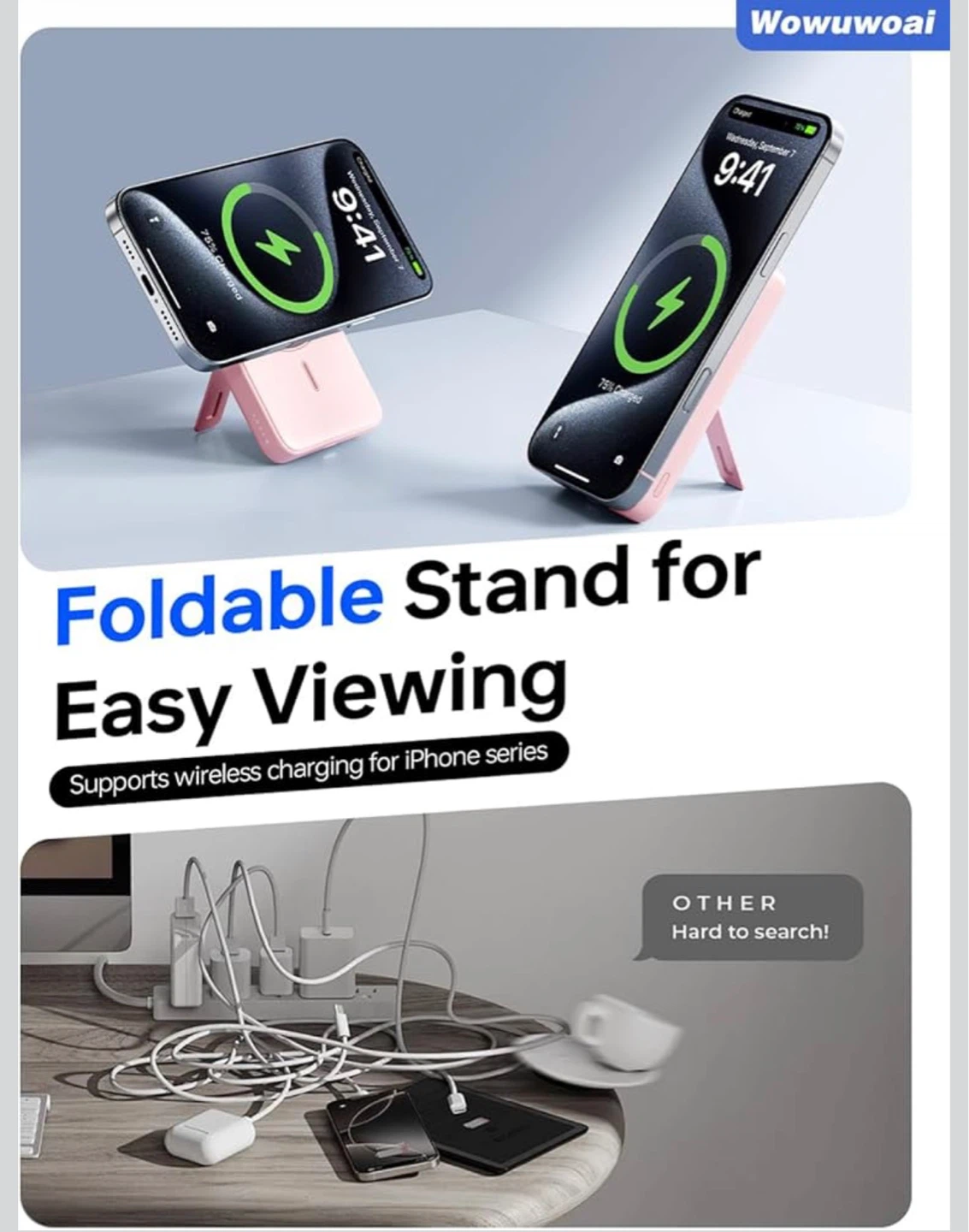 Pink MagSafe Power Bank with Foldable Stand 10000mAh - photo 5