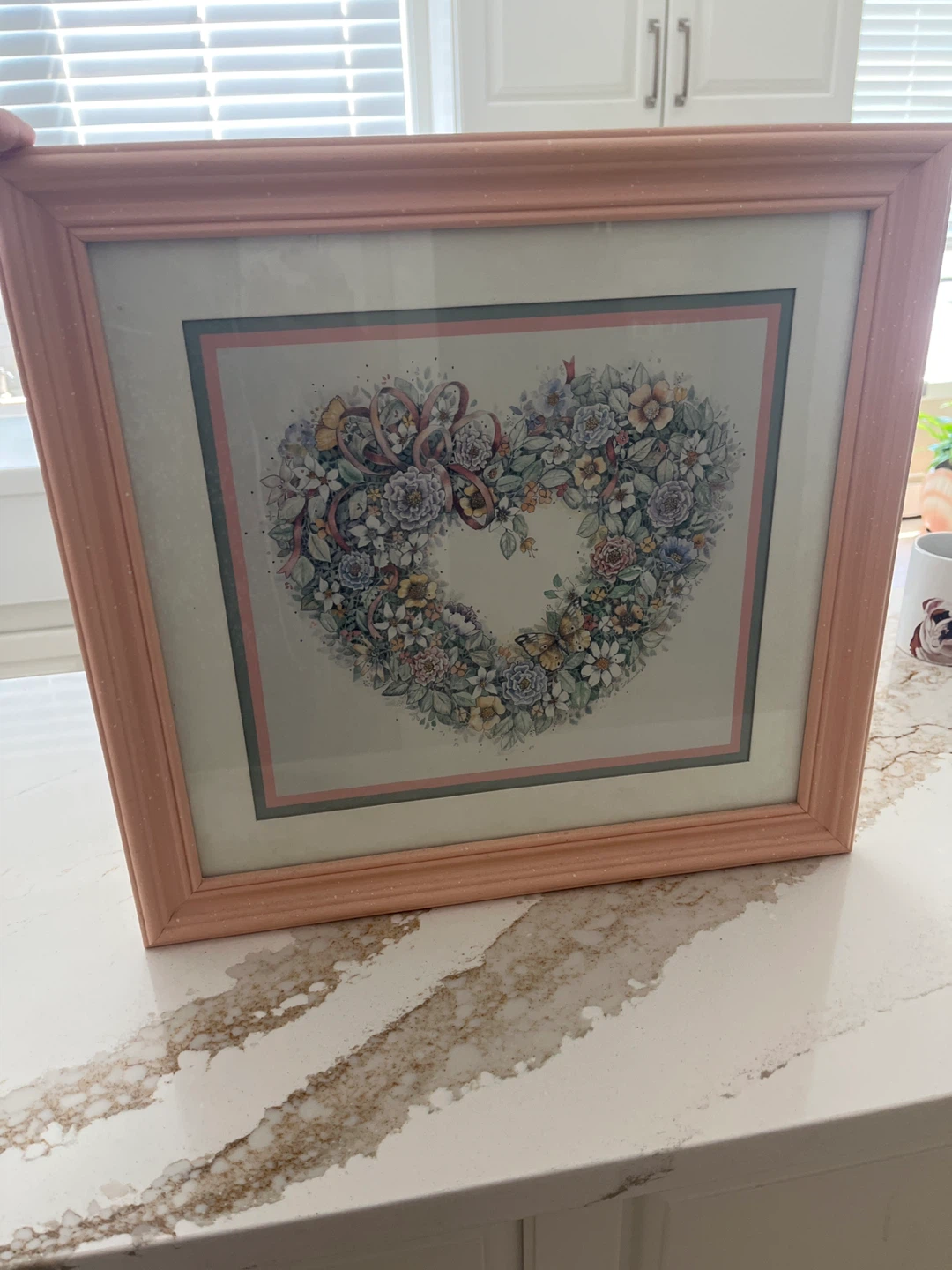 Framed Heart Wreath Floral Art Print