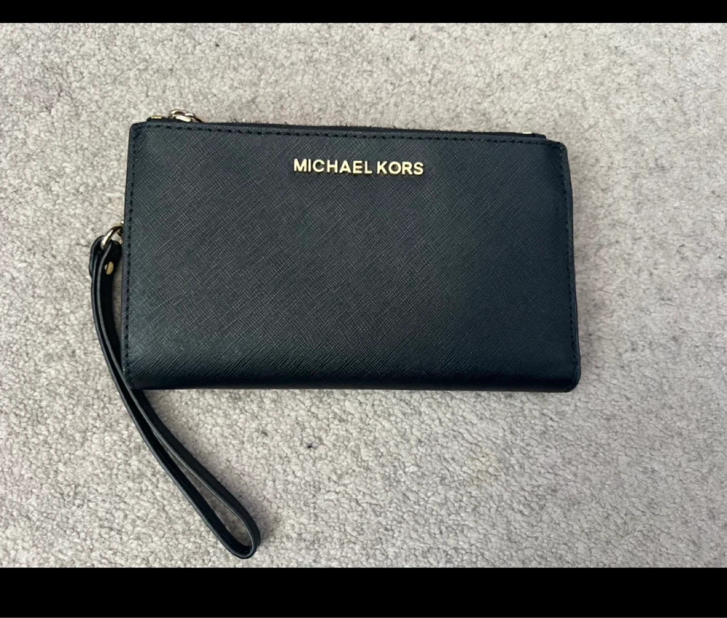 Michael Kors Black Leather Wristlet Wallet