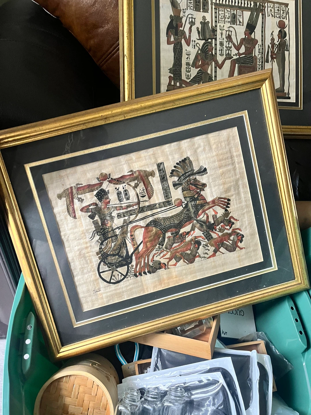 Framed Egyptian Papyrus Art - Set of 2