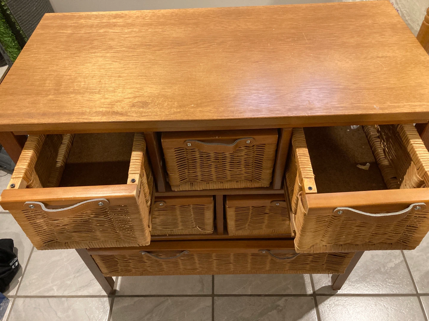 TV Stand with Wicker Baskets - photo 2