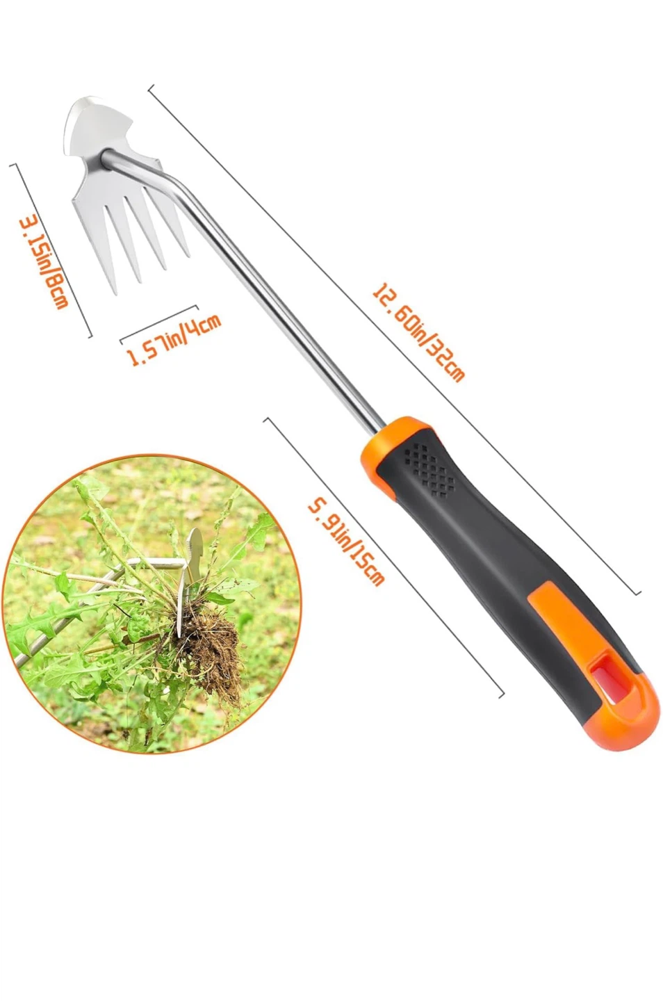 Stainless Steel Hand Cultivator Rake - photo 2