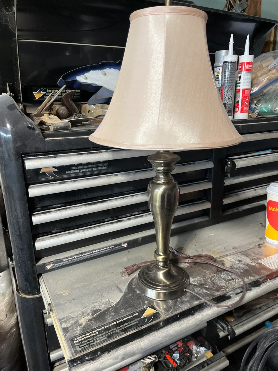 Table Lamp with Beige Shade