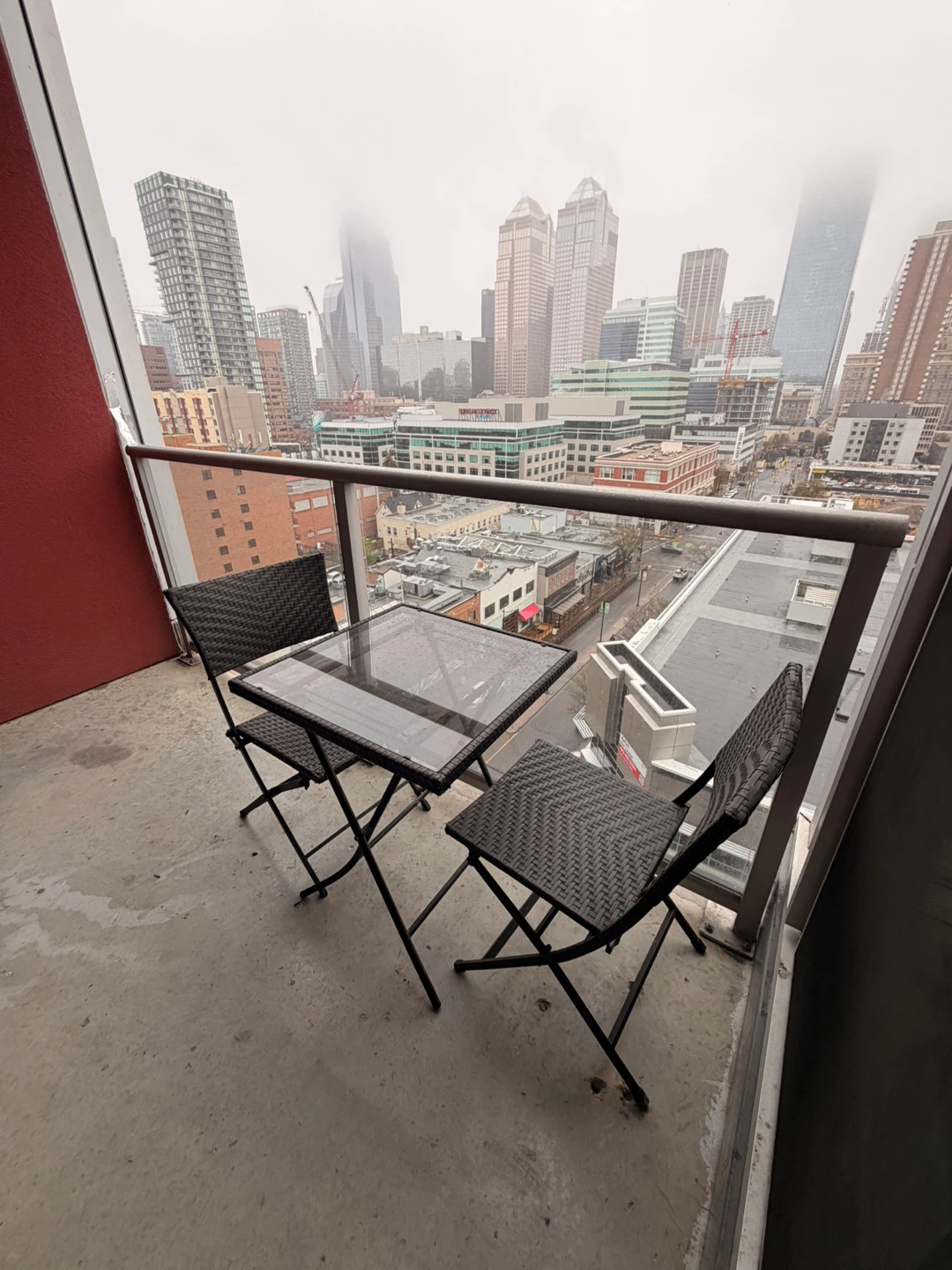 Woven Bistro Set with Glass Table