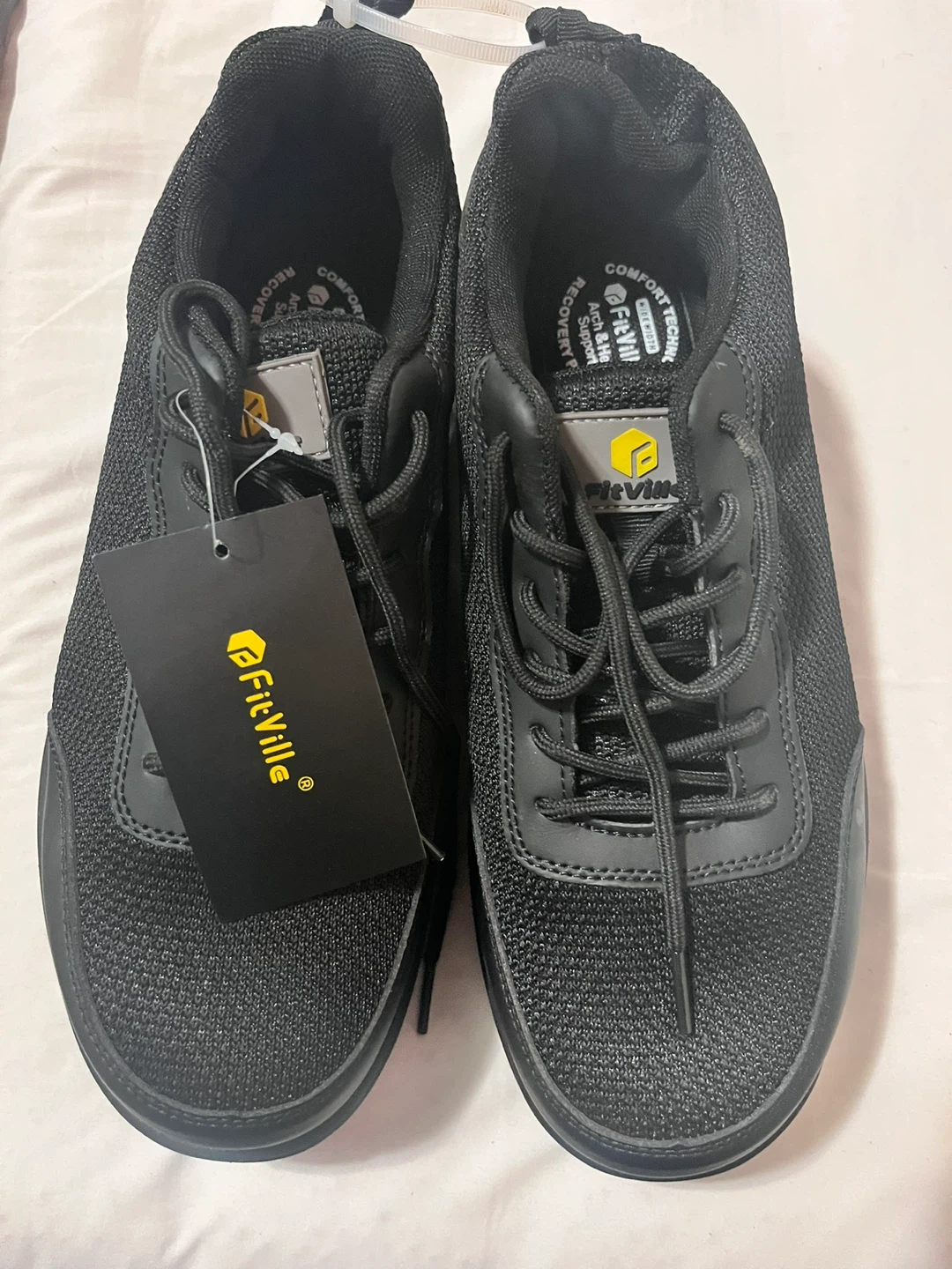 FitVille Men's Black safety Shoes - Size 8.5 US