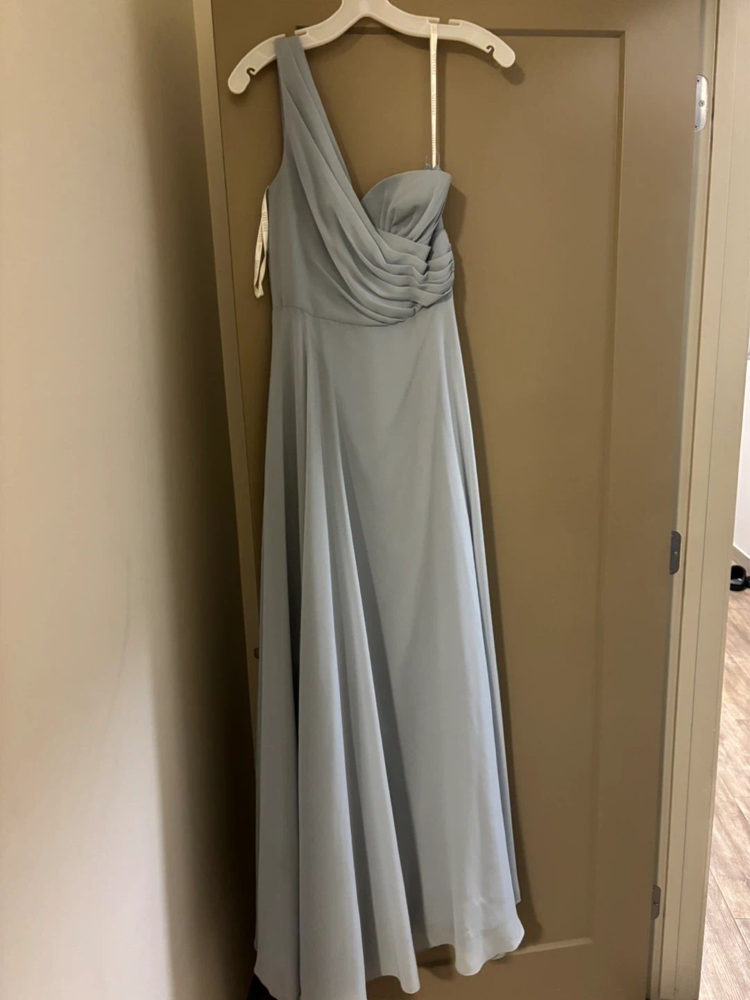 David's Bridal Light Blue Bridesmaid Dress