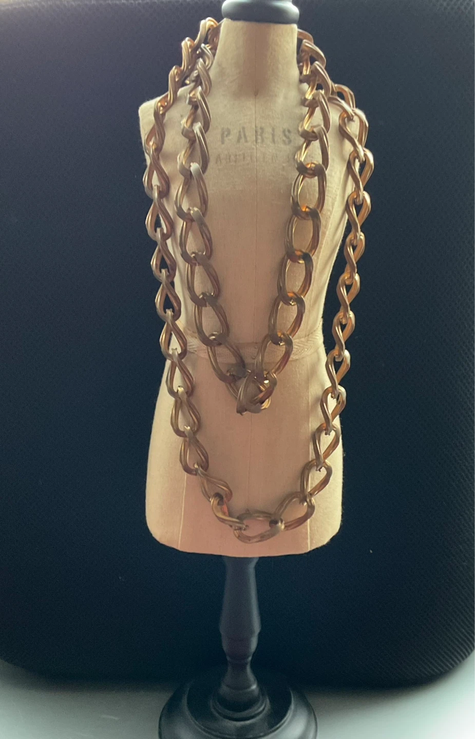 Chunky Gold Tone Link Long Chain Necklace
